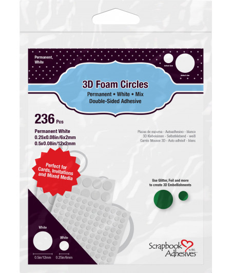 SCRAPBOOK ADHESIVE - 3D Foam Circles White Mix - 2 mm