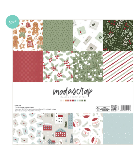 MODASCRAP - PAPER PACK TRADITIONAL CHRISTMAS 12x12"